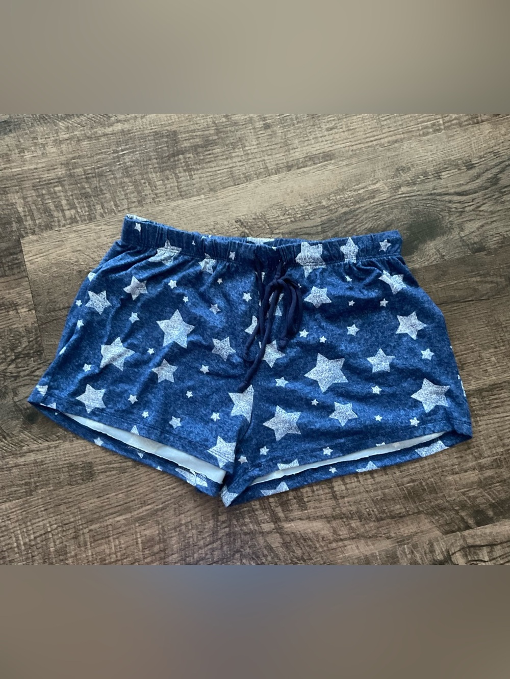Star Print Navy Lounge Shorts with Drawstring Waist